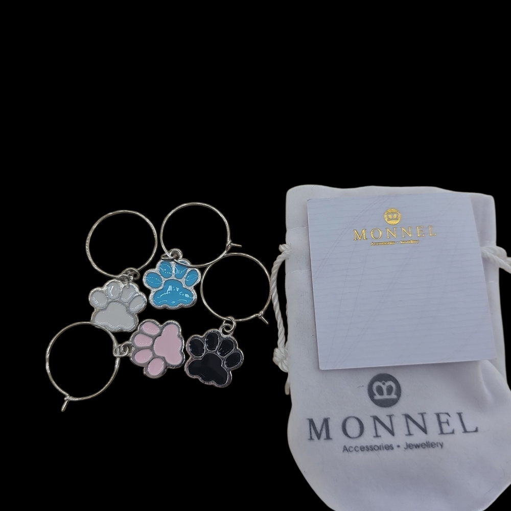 Monnel Paw Print Wine Glass Charms Collection